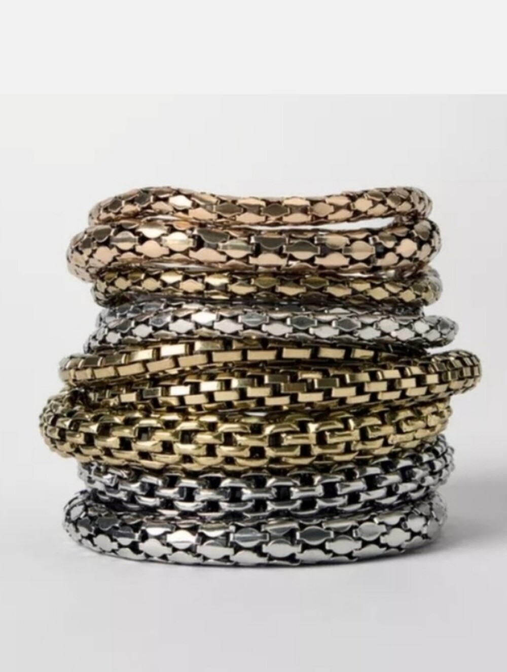 NEW! ZARA Metal Mixed Gold & Silver Kate Stack Set ( 7 ) Bracelets